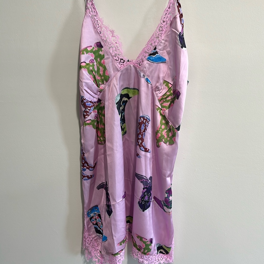 NWT Nasty Gal Satin Cowboy Boot Lace Nightie - Large